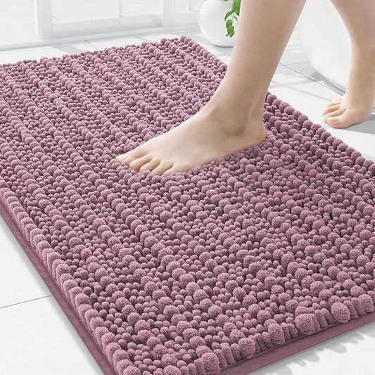 Arotive Luxury Chenille Bathroom Rug Mat, Extra Soft Thick Absorbent Shaggy Bath Rugs, Non-Slip Machine Wash Dry, Plush Bath Mats for Bathroom, Shower and Tub, 34x21, Deep Plum - ModernBath