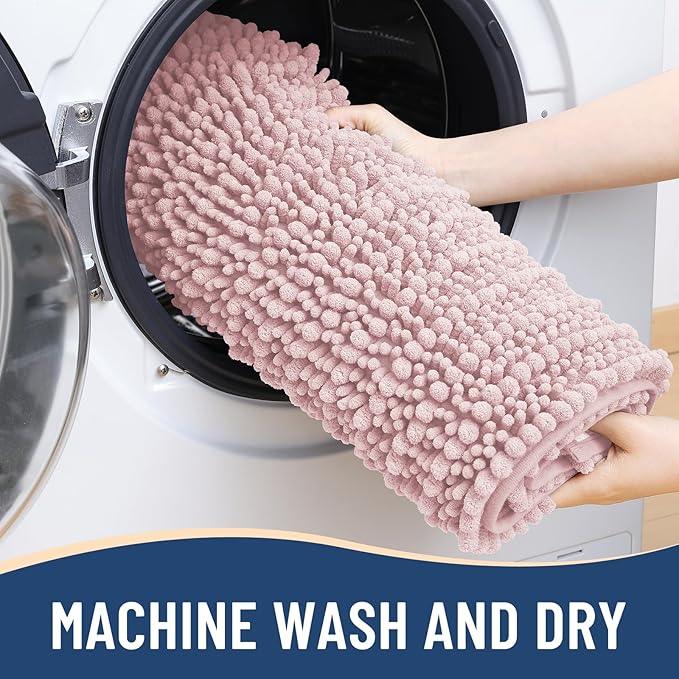 Arotive Luxury Chenille Bathroom Rug Mat, Extra Soft Thick Absorbent Shaggy Bath Rugs, Non-Slip Machine Wash Dry, Plush Bath Mats for Bathroom, Shower and Tub, 30x20, Dirty Pink - ModernBath