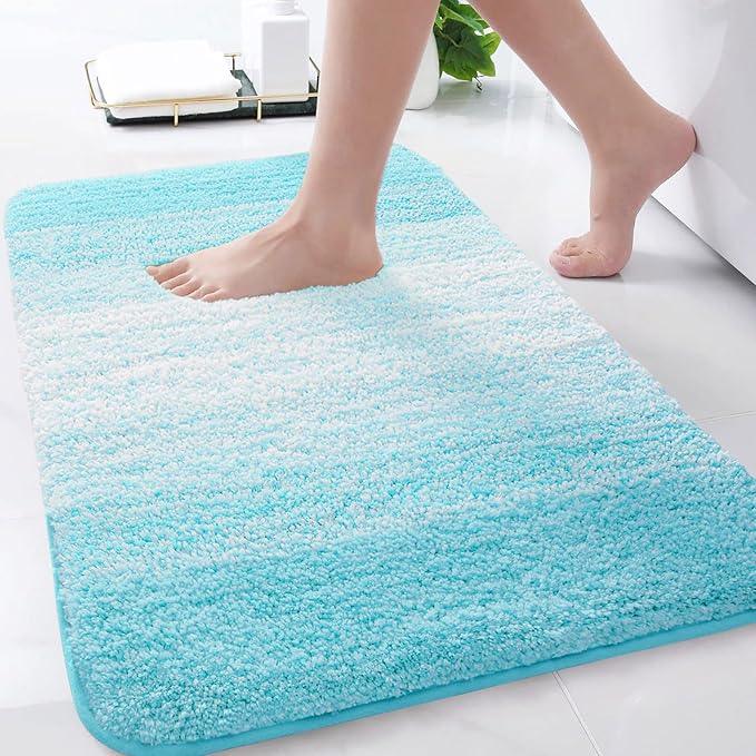 Arotive Microfiber Bathroom Rugs, Shaggy Soft and Absorbent Bath Rug, Non-Slip, Thick Plush Machine Washable Dry Bath Mats for Bathroom, Tub and Shower, 30x20, Sky Blue, Rectangular - ModernBath