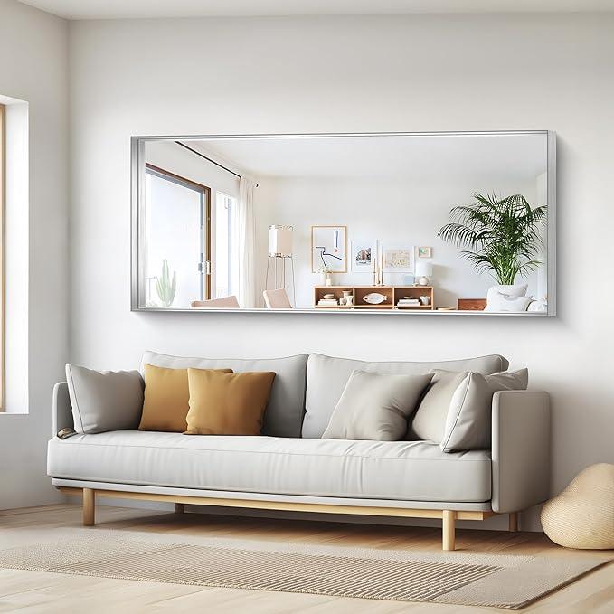 NIMURY Silver Bathroom Mirror, 72x30 Inch Rectangular Deep Frame Mirror, Large Wall Mounted Bathroom Vanity Mirror Over Sink for Bedroom,Restroom, Living Room, Hangs Vertically or Horizontally - ModernBath