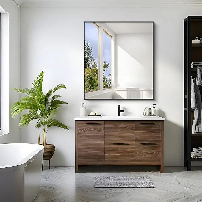 KOCUUY Bathroom Mirror 36"x40", Black Bathroom Mirrors for Over Sink, Shatterpoof Large Vanity Mirror, Metal Framed Black Wall Mirror for Bedroom Living Room and Entryway (Horizontal/Vertical) - ModernBath