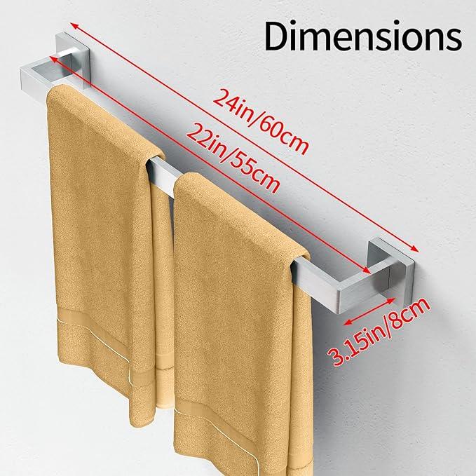 Bathroom Towel Bar, 24 Inch Towel Racks for Bathroom Wall Mounted, Stainless Steel Towel Rail Hanger for Wall, Nickel Towel Holder for Wall, Kitchen(2 Pack) - ModernBath