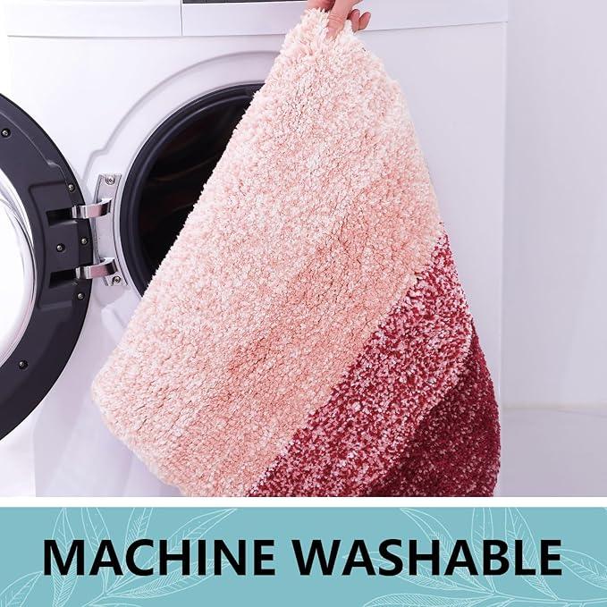 Arotive Microfiber Bathroom Rugs, Shaggy Soft and Absorbent Bath Rug, Non-Slip, Thick Plush Machine Washable Dry Bath Mats for Bathroom, Tub and Shower, 70x24, Burgundy, Rectangular - ModernBath