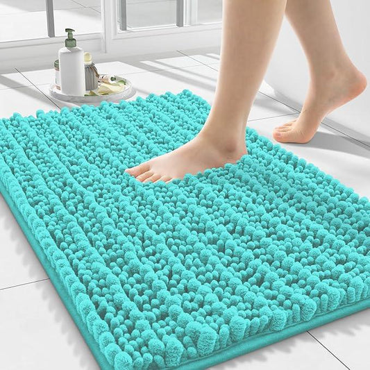 Smiry Bathroom Rugs Mat 24x16, Extra Soft Absorbent Chenille Bath Rugs, Non Slip Rubber Backing Machine Washable Quick Dry Bath Mats for Bathroom Floor, Tub, Shower, Home Decor Accessories, Turquoise - ModernBath