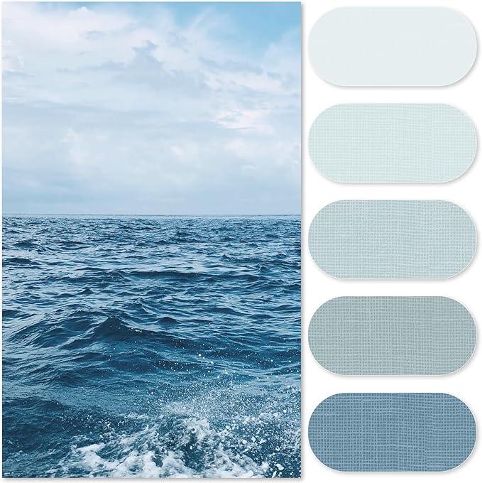 jinchan Ombre Ocean Blue Striped Shower Curtain Waterproof Fabric Shower Curtains for Bathroom Gradual Color Minimalist Design Modern Neutral with 12 Hooks 70x72 Inches - ModernBath