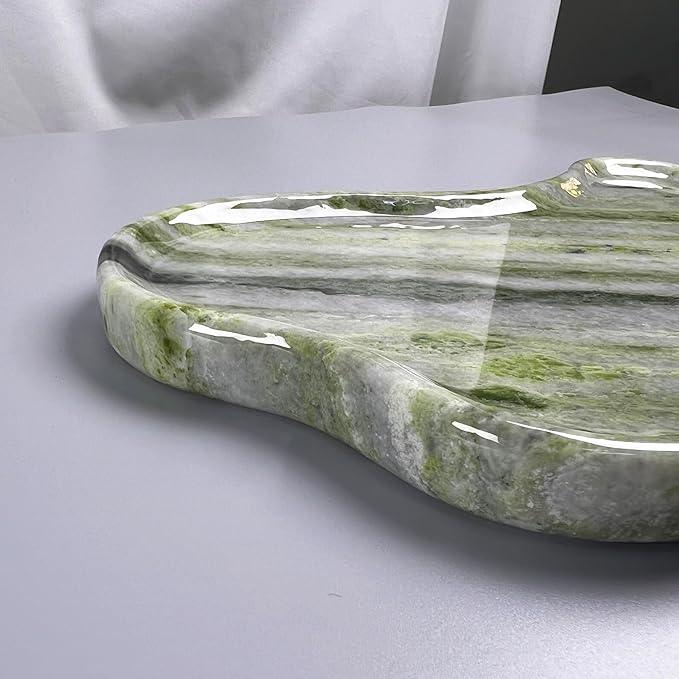 Natural Marble Decorative Tray, Cloud Shape, Modern Style, Polished Finish, Bathroom Kitchen Counter Vanity Organizer (Green-Marble-Diagonal) - ModernBath