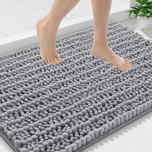 Smiry Bathroom Rugs Mat 36x24, Extra Soft Absorbent Chenille Bath Rugs, Non Slip Rubber Backing Machine Washable Quick Dry Bath Mats for Bathroom Floor, Tub, Shower, Home Decor Accessories, Grey - ModernBath