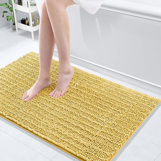Arotive Luxury Chenille Bathroom Rug Mat, Extra Soft Thick Absorbent Shaggy Bath Rugs, Non-Slip Machine Wash Dry, Plush Bath Mats for Bathroom, Shower and Tub, 40x24, Yellow - ModernBath