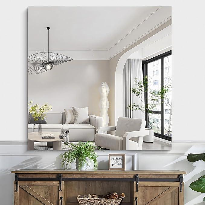 KOCUUY Large Frameless Mirror, 42x42 Inch Square Bathroom Vanity Mirror for Over Sink, Upgraded Shatterproof Unframed Design for Bedroom, Living Room, Entryway - ModernBath