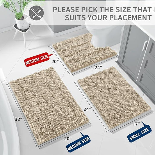 Yimobra Toilet Rugs U Shaped Washable 24 x 20, Non Slip and Super Absorbent Toilet Mat, Quick Dry, Ultra Luxury Microfiber Chenille Plush Fluffy Contour Bath Rugs for Toilet Base, Camel - ModernBath