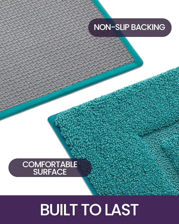 DEXI Bathroom Rugs 32x20, Washable Non Slip Bath Mat for Shower Floor, Absorbent Quick Dry Bathmat with Rubber Backing, Ultra Soft Plush Carpet for Tub, Teal - ModernBath