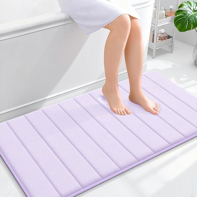 OLANLY Memory Foam Bath Mat 44x24, Super Soft Absorbent Bathroom Rugs, Quick Dry, Machine Washable Shower Floor Rugs, Bathmat Carpet, Bathroom Home Decor Accessories, Lavender - ModernBath