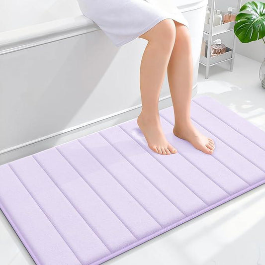 OLANLY Memory Foam Bath Mat 44x24, Super Soft Absorbent Bathroom Rugs, Quick Dry, Machine Washable Shower Floor Rugs, Bathmat Carpet, Bathroom Home Decor Accessories, Lavender - ModernBath