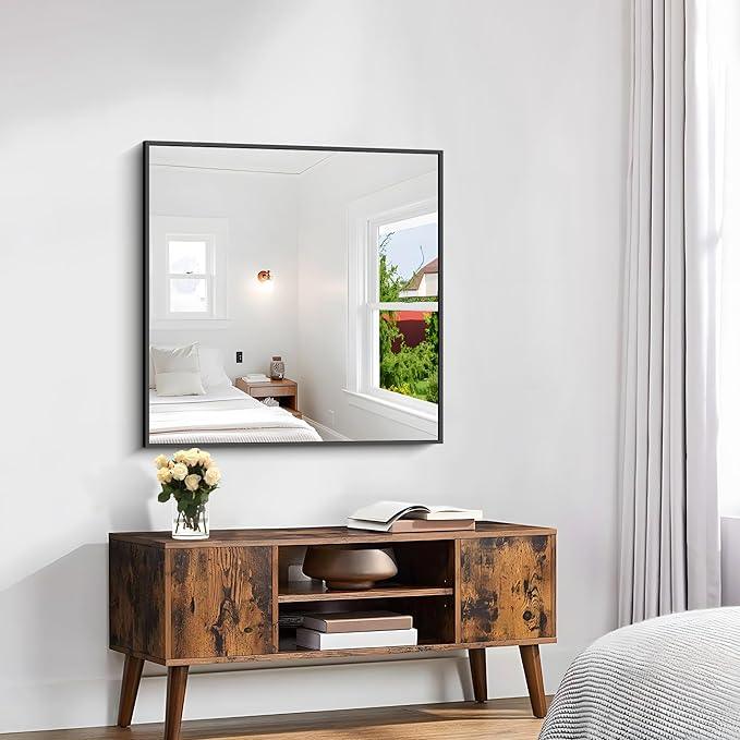 KOCUUY Bathroom Mirror,30x30 Square Black Mirror with Aluminum Metal Frame,Black Vanity Wall Mirror Modern Home Decor for Bathroom, Living Room, Farmhouse and Entryway - ModernBath
