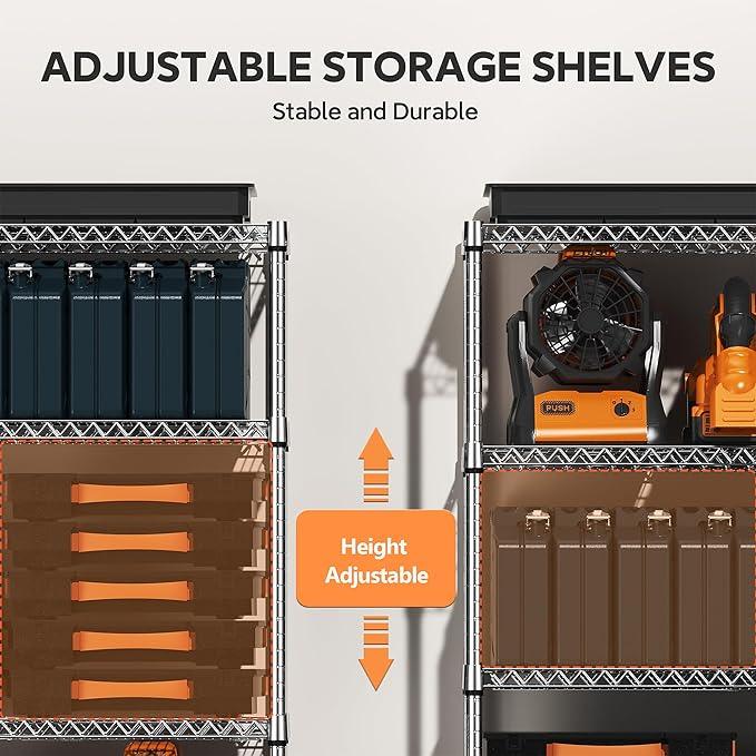 4 Tiers Storage Shelves Load 1400LBS, Metal Shelving Wire Metal Shelving Unit Shelves for Storage Adjustable Garage Shelving for Pantry Kitchen Garage Chrome 17.7" D x 47.3" W x 62.7" H - ModernBath