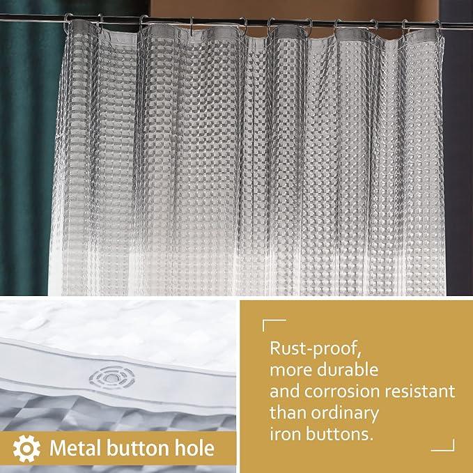 NTBAY EVA Semi-Transparent Clear Shower Curtain with Gray and White Gradient, Water-Repellent Liner with 3 Magnets for Bathroom, 72x72 Inches - ModernBath