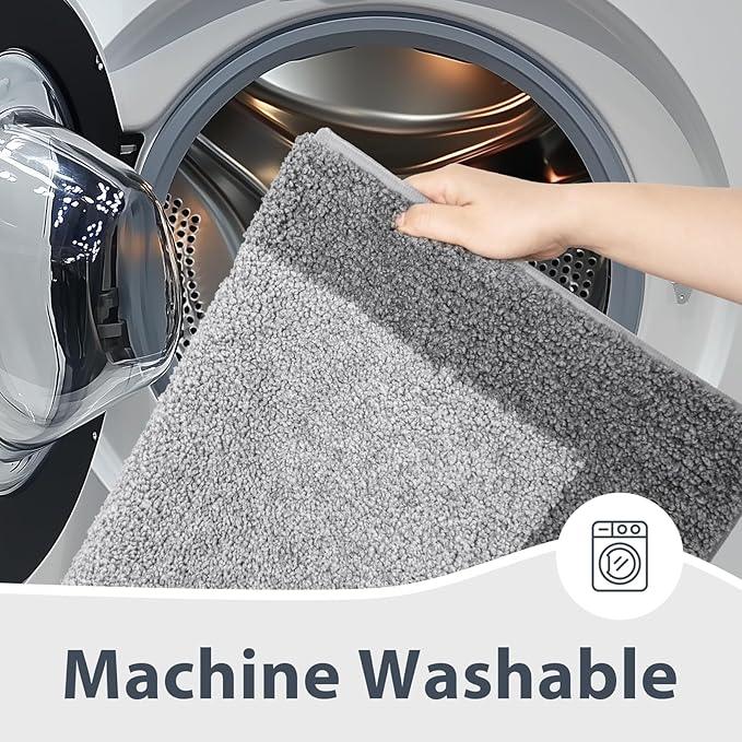 anllugs Bathroom Rugs 30" x 60", Non-Slip Extra Soft Absorbent Bath Rugs, Machine Washable Quick Dry Bath Mats for Bathroom Floor, Shower, Bathtub and Sink, Grey & Dark Grey - ModernBath