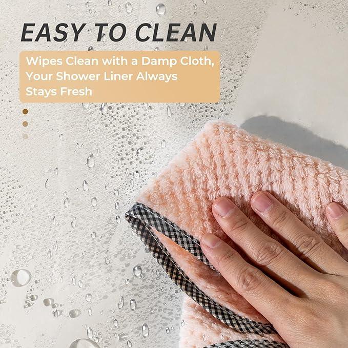 AmazerBath Thick PEVA Shower Curtain - Tan, Waterproof 72x72, Heavy Duty with 3 Weighted Stones and 12 Grommets - ModernBath