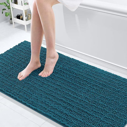 Arotive Luxury Chenille Bathroom Rug Mat, Extra Soft Thick Absorbent Shaggy Bath Rugs, Non-Slip Machine Wash Dry, Plush Bath Mats for Bathroom, Shower and Tub, 70x24, Peacock Blue - ModernBath