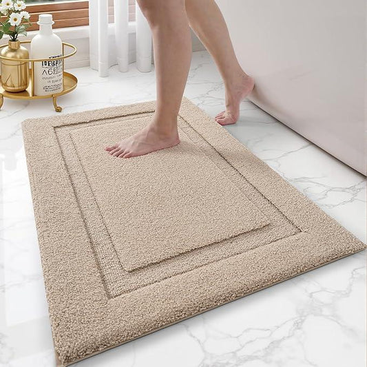 LUMI Ultra Soft Bathroom Rugs Non Slip with Rubber Backing, Absorbent Washable Bath Mat Quick Dry, Upgraded Premium Microfiber Plush Carpet for Bathtub and Shower Floor, Beige, 17x30 - ModernBath
