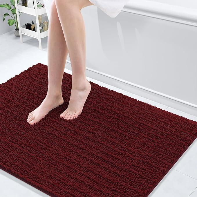 Arotive Luxury Chenille Bathroom Rug Mat, Extra Soft Thick Absorbent Shaggy Bath Rugs, Non-Slip Machine Wash Dry, Plush Bath Mats for Bathroom, Shower and Tub, 47x32, Burgundy - ModernBath