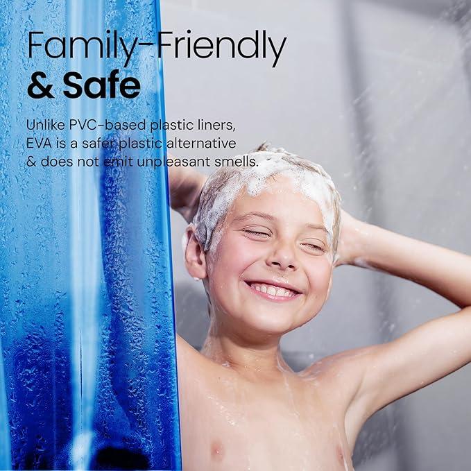 LiBa Bathroom Shower Curtain Premium PEVA Non-Toxic, Blue Clear Waterproof Plastic Shower Curtain Liner with Rust Proof Grommets 8G Bathroom Accessories 72x72 - ModernBath