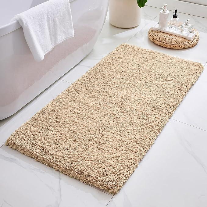 ILANGO Beige Bathroom Rugs 70" × 24" Non Slip & Super Absorbent Extra Thick Soft, Washable Bath Carpet Runner for Floor, Microfiber Plush Shaggy Bath Mats with Rubber for Bedroom Bathtub Shower Room - ModernBath