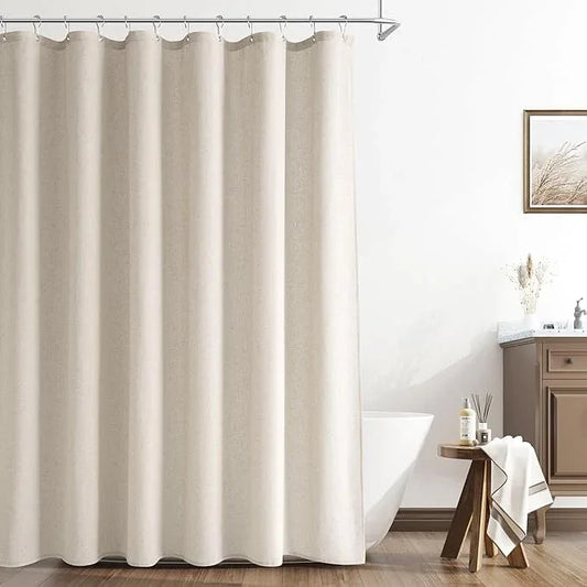 Naturoom Light Tan Linen Shower Curtain, Cloth Textured Fabric Shower Curtain Set with Hooks, Simple Elegant Modern Farmhouse Country Ultra Thick Bath Curtains for Bathroom,Water Repellent,72x78 - ModernBath