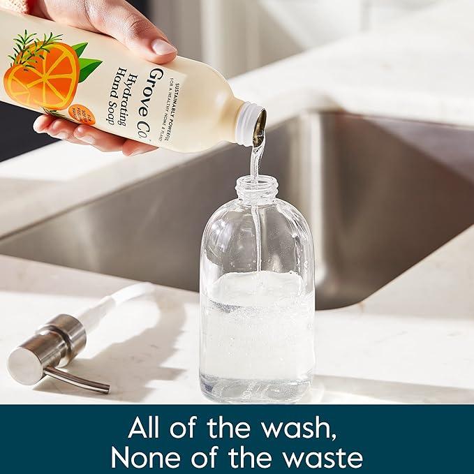 Grove Co. Hydrating Gel Hand Soap Refills (3 x 13 Fl Oz) Plastic-Free Liquid Hands Cleaner Refill Set, 100% Natural Lemon & Eucalyptus + Lavender & Thyme + Orange & Rosemary Fragrance - ModernBath