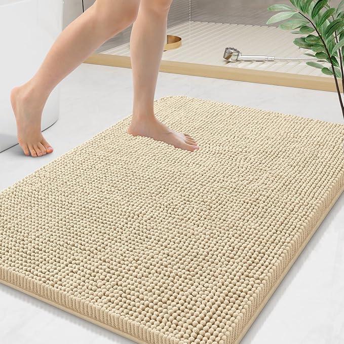 Arotive Bathroom Rugs 36x24, Extra Soft Absorbent Shaggy Chenille Bath Rugs, Machine Washable Rubber Backing Non-Slip Bath Mats for Bathroom Floor Tub and Shower, Home Decor Accessories, Beige - ModernBath