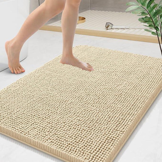 Arotive Bathroom Rugs 36x24, Extra Soft Absorbent Shaggy Chenille Bath Rugs, Machine Washable Rubber Backing Non-Slip Bath Mats for Bathroom Floor Tub and Shower, Home Decor Accessories, Beige - ModernBath