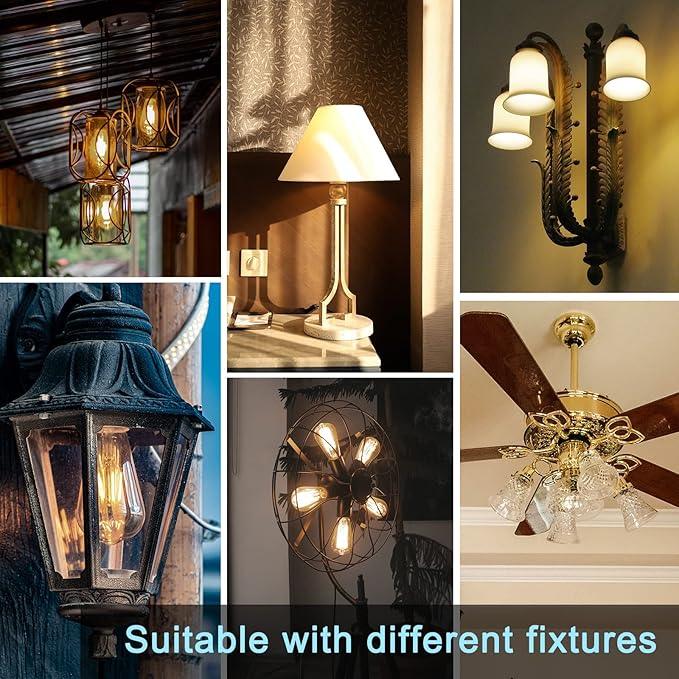 TJOY 10 Pack Vintage 8W ST58 LED Edison Light Bulbs, Dimmable, 60W Equivalent, 800Lumens, 2700K Warm White, E26 Base LED Filament Bulb, CRI80+, Antique Glass Style for Home, Bedroom, Office, Farmhouse - ModernBath