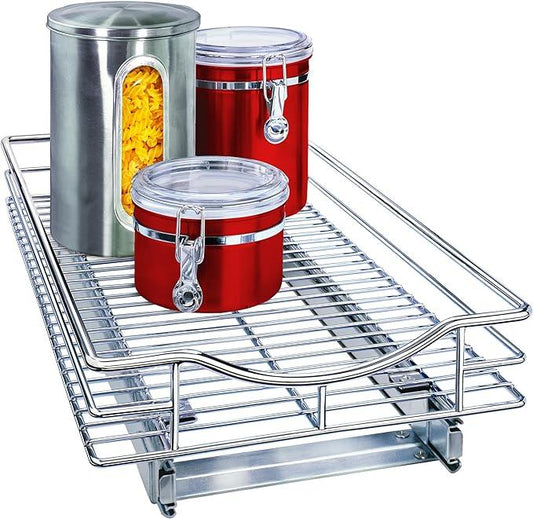LYNK PROFESSIONAL® Pull Out Cabinet Organizer, 11" x 18" Slide Out Drawers for Kitchen Cabinets - Sliding Pull-Out Pantry Shelves – Home Shelf Organizers - Lifetime Ltd. Warranty, Chrome - ModernBath
