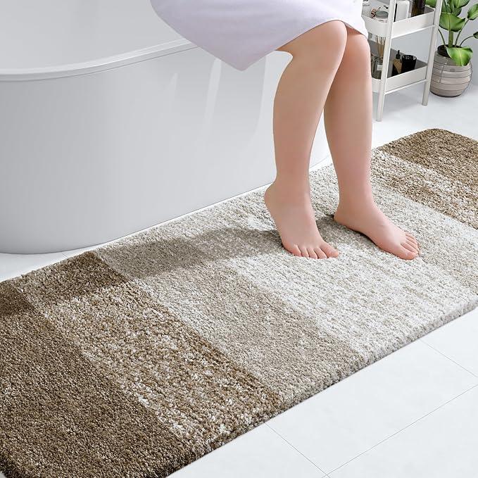 OLANLY Bathroom Runner Rugs 70x24, Extra Soft Absorbent Microfiber Bath Rugs, Rubber Backing, Quick Dry, Machine Washable Bath Mats for Bathroom Floor, Tub and Shower, Home Decor Accessories, Coffee - ModernBath