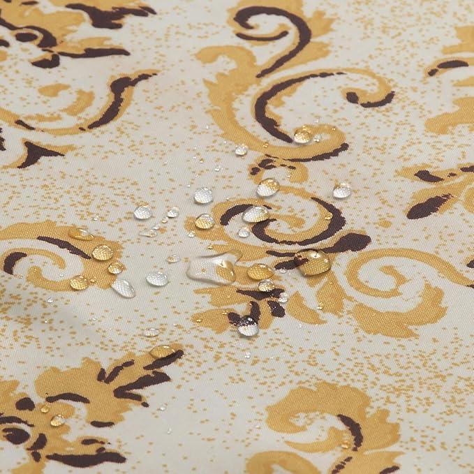 BESTRIPES Stall Fabric Shower Curtain, Burgundy and Gold Damask Print Narrow Cloth Shower Curtains for Bathroom, Classic Baroque Bathroom Small Curtains, 54" W x 72" H - ModernBath