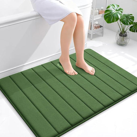 OLANLY Memory Foam Bath Mat 40x32, Super Soft Absorbent Bathroom Rugs, Quick Dry, Machine Washable Shower Floor Rugs, Bathmat Carpet, Bathroom Home Decor Accessories, Olive Green - ModernBath