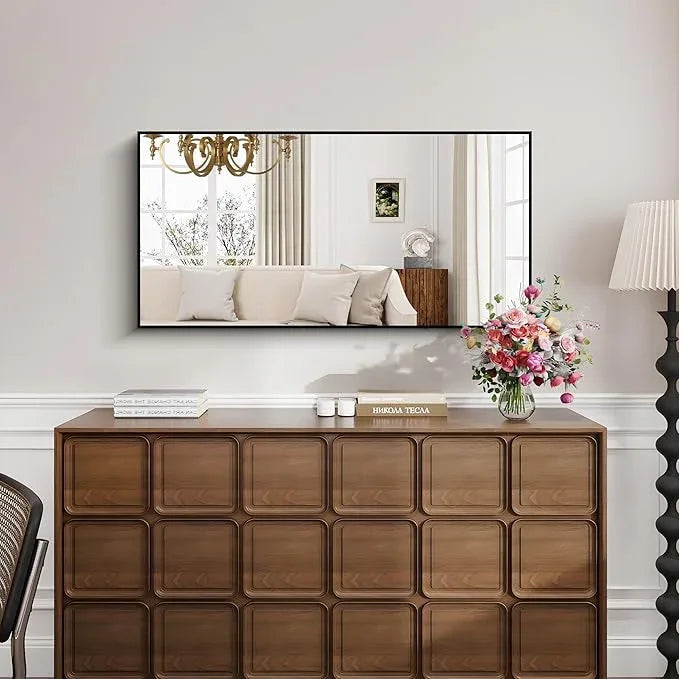 KOCUUY Black Bathroom Mirror, 24x48 Inch Rectangle Mirror for Over Sink, Modern Decorative Wall Mirror for Bedroom Living Room Bathroom, Hang Horizontal/Vertical - ModernBath