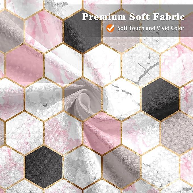 Culudea Geometric Gold Pink Shower Curtain Set, Gray Marble Vintage Bathroom Window Waterproof Shower Curtain Set for Bathroom Decor - ModernBath