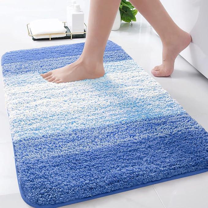 Arotive Microfiber Bathroom Rugs, Shaggy Soft and Absorbent Bath Rug, Non-Slip, Thick Plush Machine Washable Dry Bath Mats for Bathroom, Tub and Shower, 30x20, Light Royal Blue, Rectangular - ModernBath