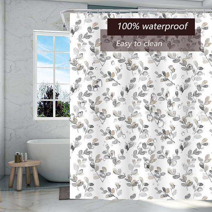 TIKABC Shower Curtain Liner, 4G PEVA Mimosa Shower Liner, Plastic Waterproof Shower Curtains, 72x72 inch with Grommet Holes 3 Magnetic Weights - ModernBath