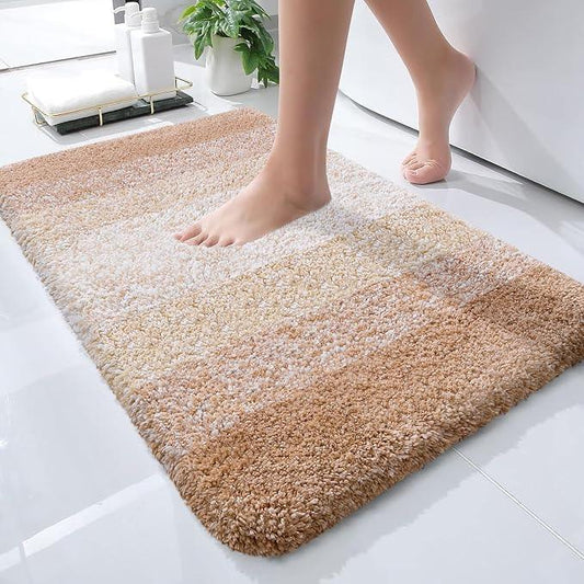 OLANLY Bathroom Rugs Mat 24x16, Extra Soft Absorbent Microfiber Bath Rugs, Rubber Backing, Quick Dry, Machine Washable Bath Mats for Bathroom Floor, Tub and Shower, Home Decor Accessories, Beige - ModernBath