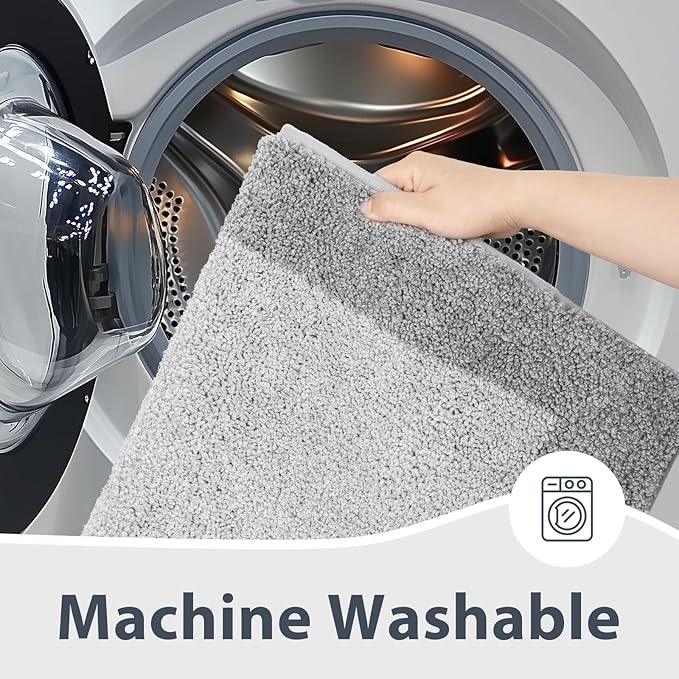 anllugs Bathroom Rugs 30" x 60", Non-Slip Extra Soft Absorbent Bath Rugs, Machine Washable Quick Dry Bath Mats for Bathroom Floor, Shower, Bathtub and Sink, Light Grey & Grey - ModernBath