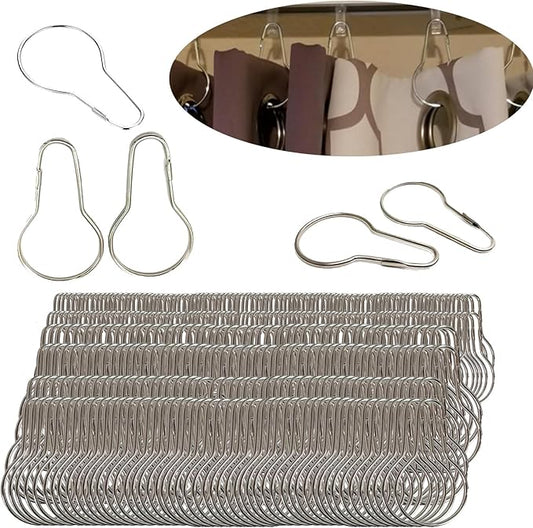 HLCM Shower Curtain Rings Hooks, Rust-Resistant Metal Shower Curtain Hooks, Stainless Steel Shower Curtain Rings for Bathroom Shower Curtain Rod (500)