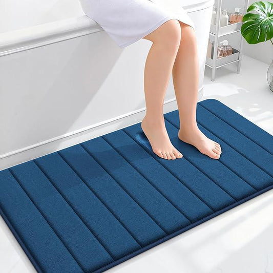 OLANLY Memory Foam Bath Mat 44x24, Super Soft Absorbent Bathroom Rugs, Quick Dry, Machine Washable Shower Floor Rugs, Bathmat Carpet, Bathroom Home Decor Accessories, Navy Blue - ModernBath