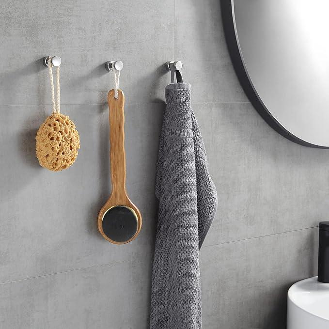 BVL Brass Robe Hook, 5 Pack, Chrome, Wall-Mounted, for Bathroom and Kitchen - ModernBath