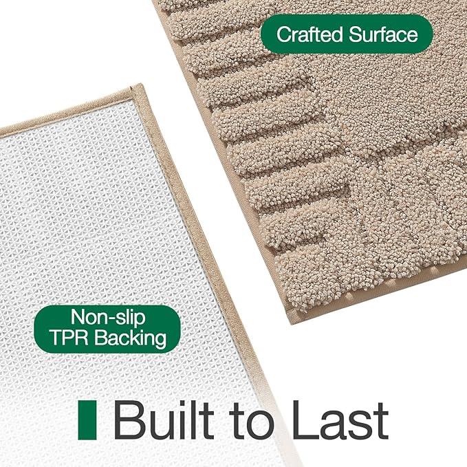LUMI Bathroom Rugs Non Slip with Rubber Backing, Extra Soft Plush Microfiber Bath Rug Absorbent, Machine Washable Bath Mat Quick Dry for Tub, Shower, Hotel, Beige, 16"x24" - ModernBath
