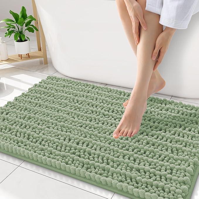 Smiry Bathroom Rugs Mat 34x21, Extra Soft Absorbent Chenille Bath Rugs, Non Slip Rubber Backing Machine Washable Quick Dry Bath Mats for Bathroom Floor, Tub, Shower, Home Decor Accessories, Sage Green - ModernBath