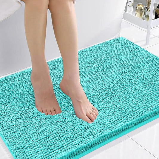 Smiry Luxury Chenille Bathroom Rugs 36x24, Extra Soft and Absorbent Shaggy Bath Mat, Machine Washable, Non-Slip Plush Carpet Runner for Tub, Shower, and Floor, Home Decor Accessories, Turquoise - ModernBath