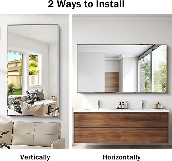 CILIBER Large Beveled Mirror, 30x55 Frameless Beveled Bathroom Mirrors for Over Sink, Upgraded Shatterproof Beveled Frameless Vanity Mirror for Bathroom,Bedroom,Living Room and Entryway - ModernBath