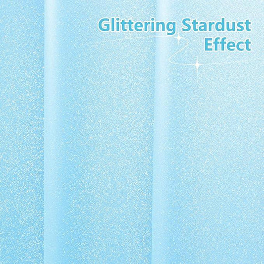 Seenus Waterproof Plastic Glitter Shower Curtain Sky Blue, Sparkle PEVA Shower Curtain Liner with 3 Large Magnets, 72 x 72 inch Baby Blue Blingbling Bathroom Decor Shower Curtain - ModernBath
